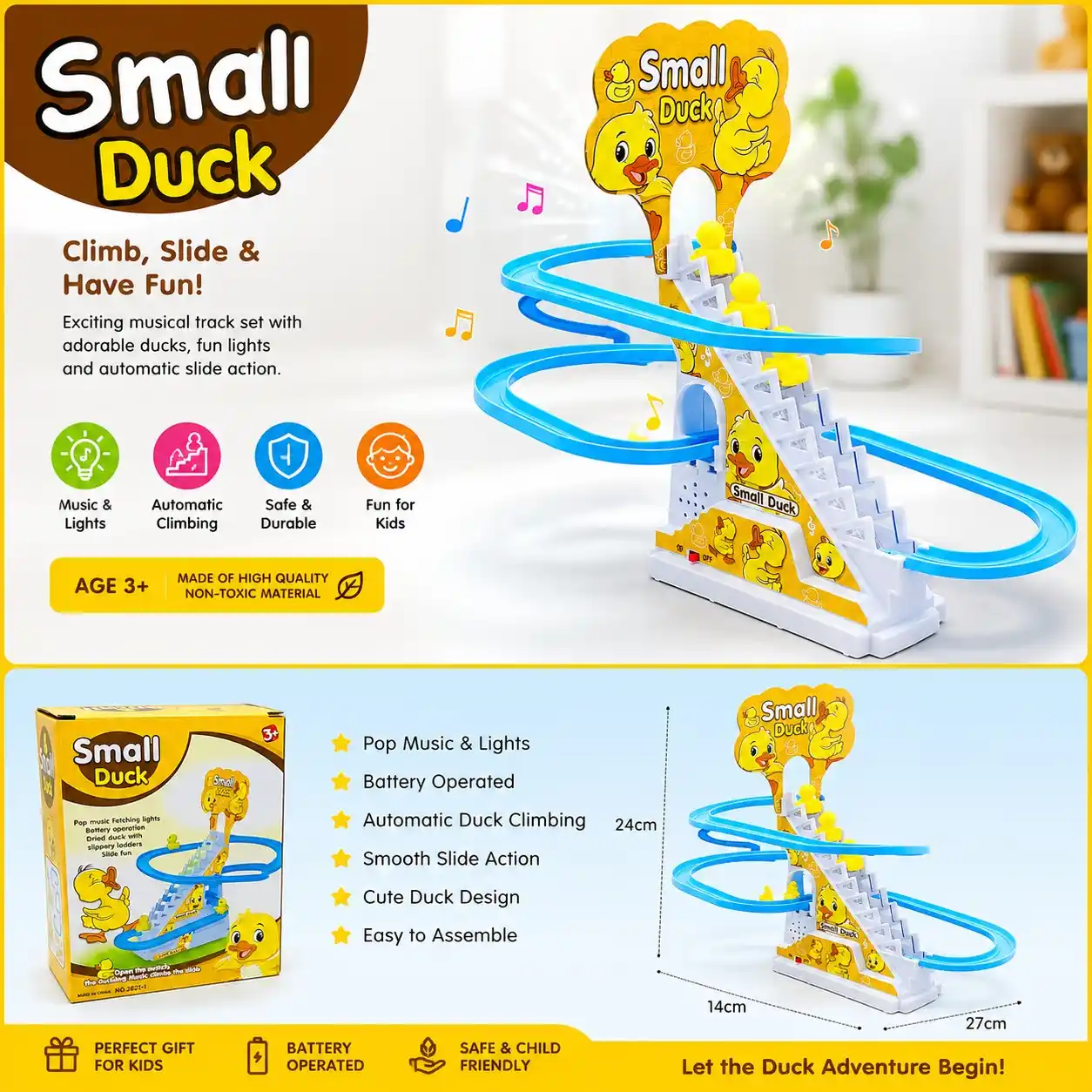 Small Duck Climbing Stairs Musical Toy Set